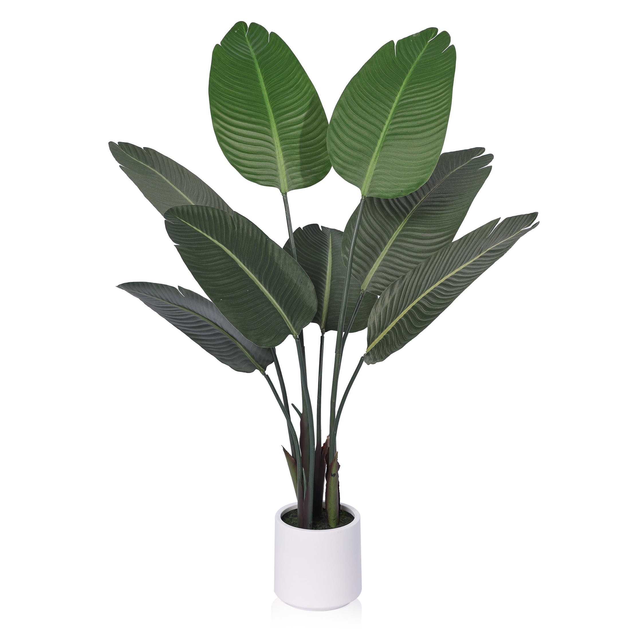 DR.Planzen 4.5ft Artificial Bird Of Paradise Plants with White Planter, Tall Faux Paradise Tree, Artificial Plants for Home Office Decor