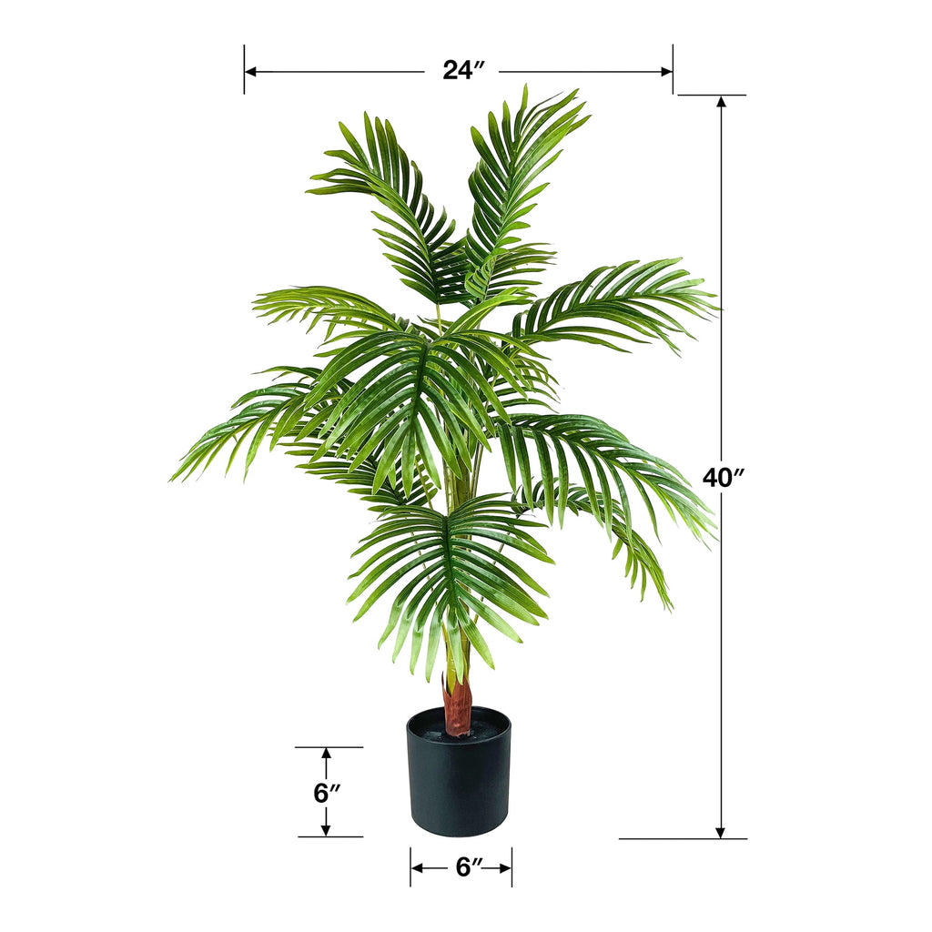 Mainstays Artificial Plant, Palm Plant, 3.33 ft, Black Plastic Pot