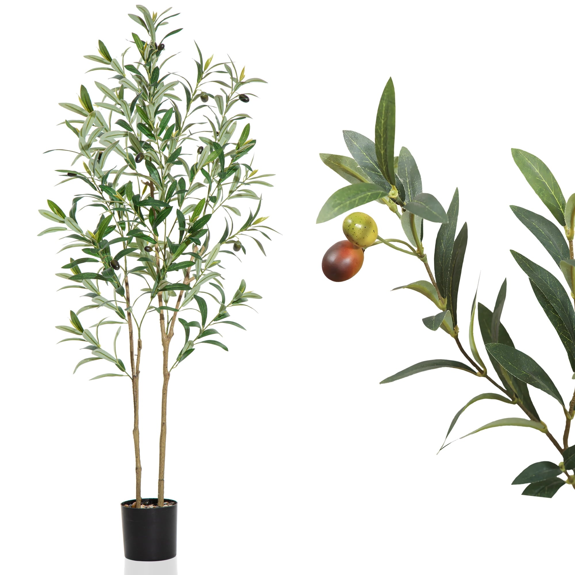 5ft Artificial Olive Tree with Natural Wood Trunk and Lifelike Fruits,Faux Olive Plants for Home Office Decor Indoor Artificial Olive Tree