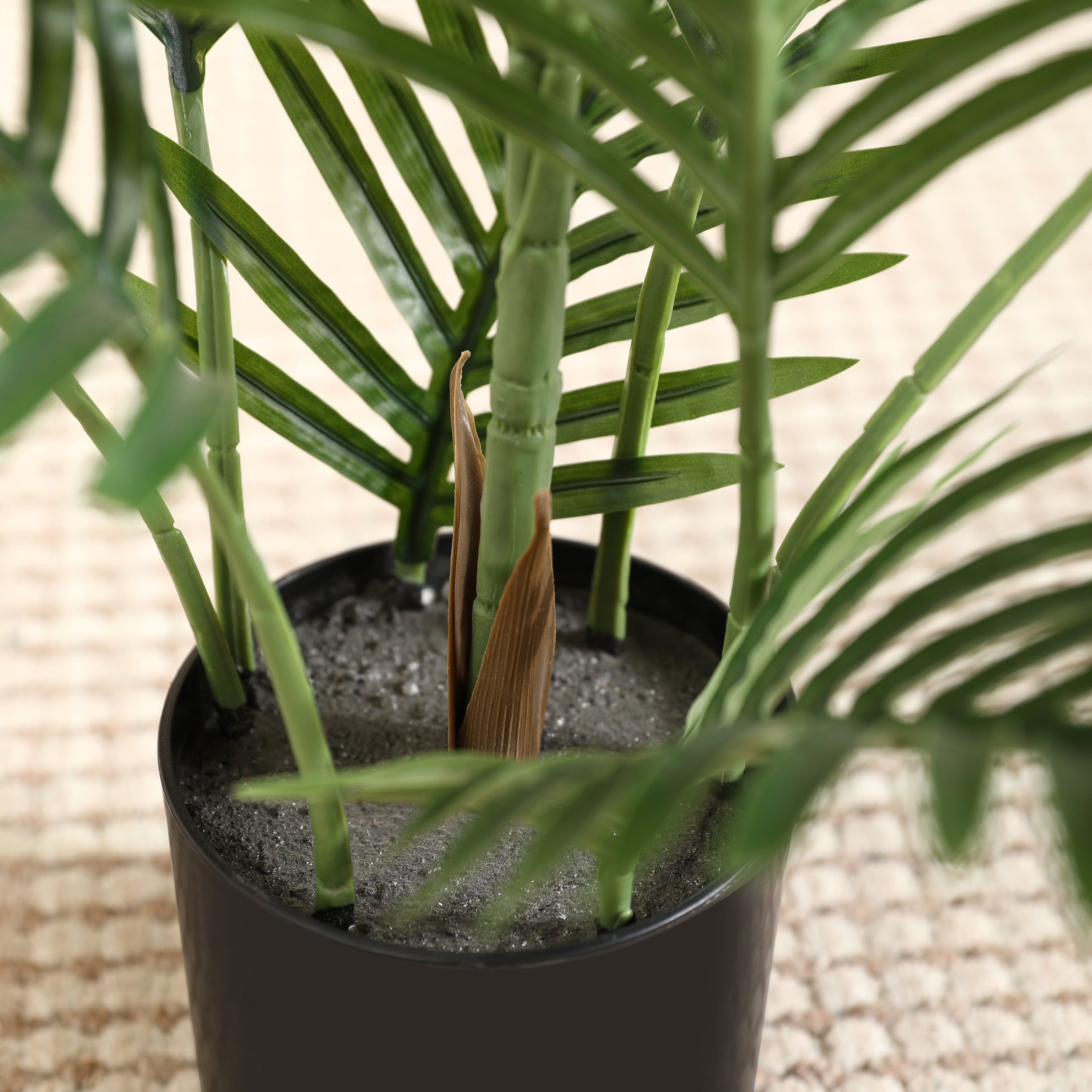 Fake Majesty Palm Plant 4 Feet Artificial Majestic Palm Faux Ravenea Rivularis in Pot for Indoor Outdoor Home Office Store, Great Housewarming Gift