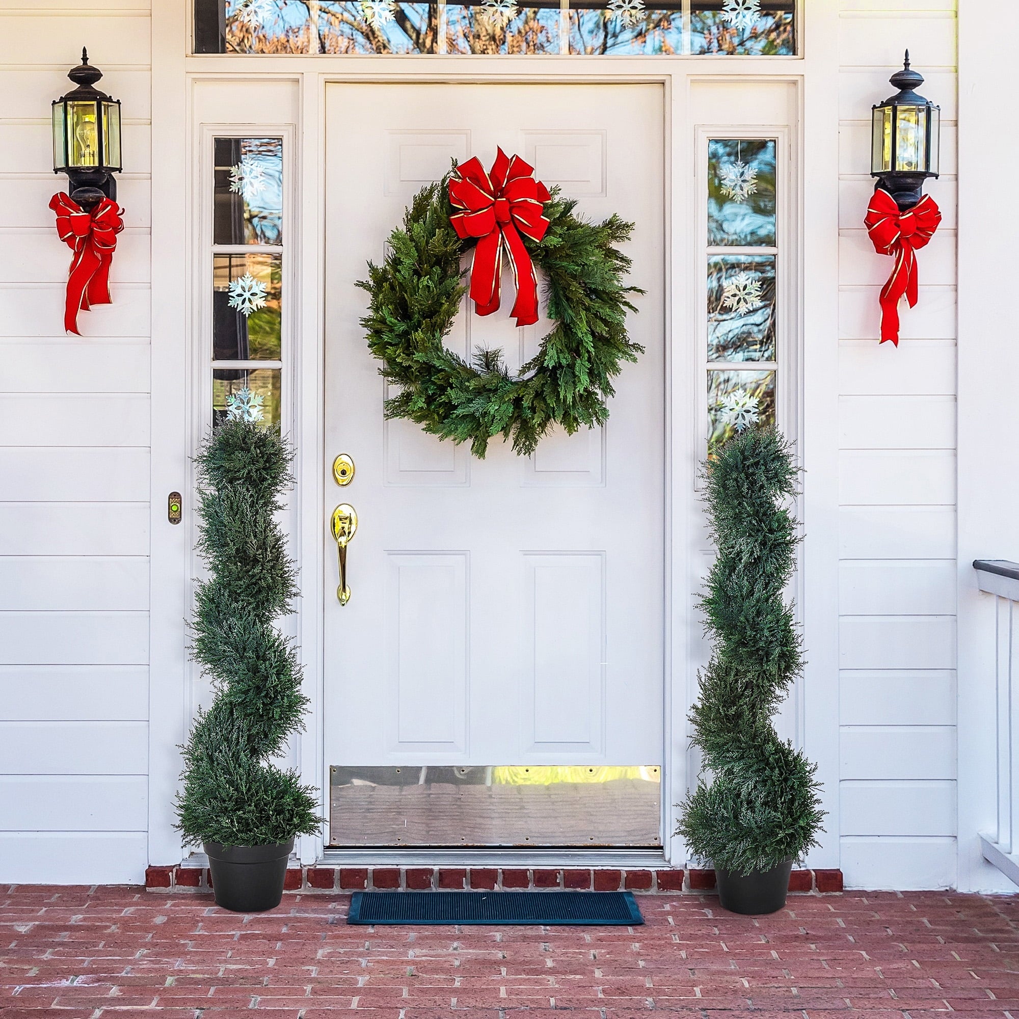 Outsunny 3FT Topiary Artificial Faux Cedar Tree Spiral Fake Plant, Pre-potted & Features High-Quality Detailed Look for Indoor or Outdoor