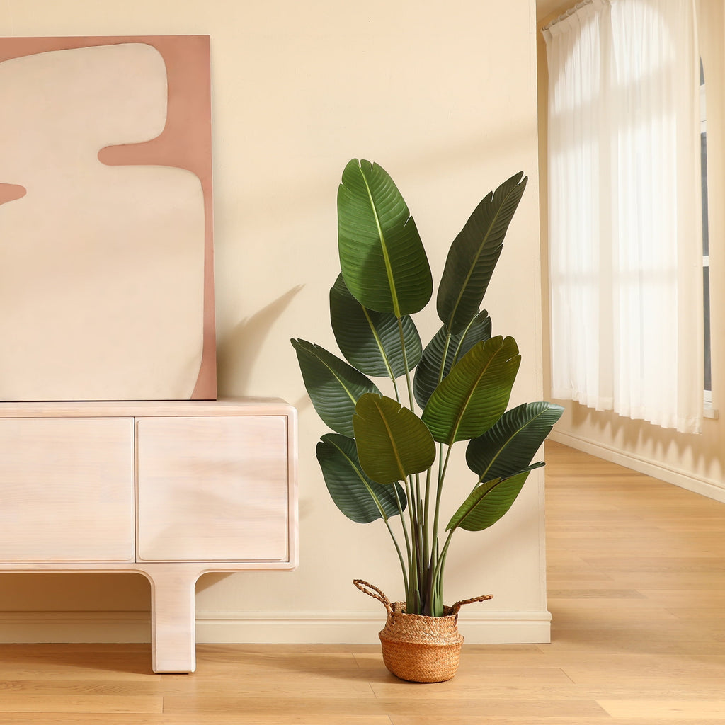 5 Feet Artificial Bird of Paradise Plant Fake Tropical Palm Tree for Indoor Outdoor, Perfect Faux Plants for Home Garden Office Store Decoration