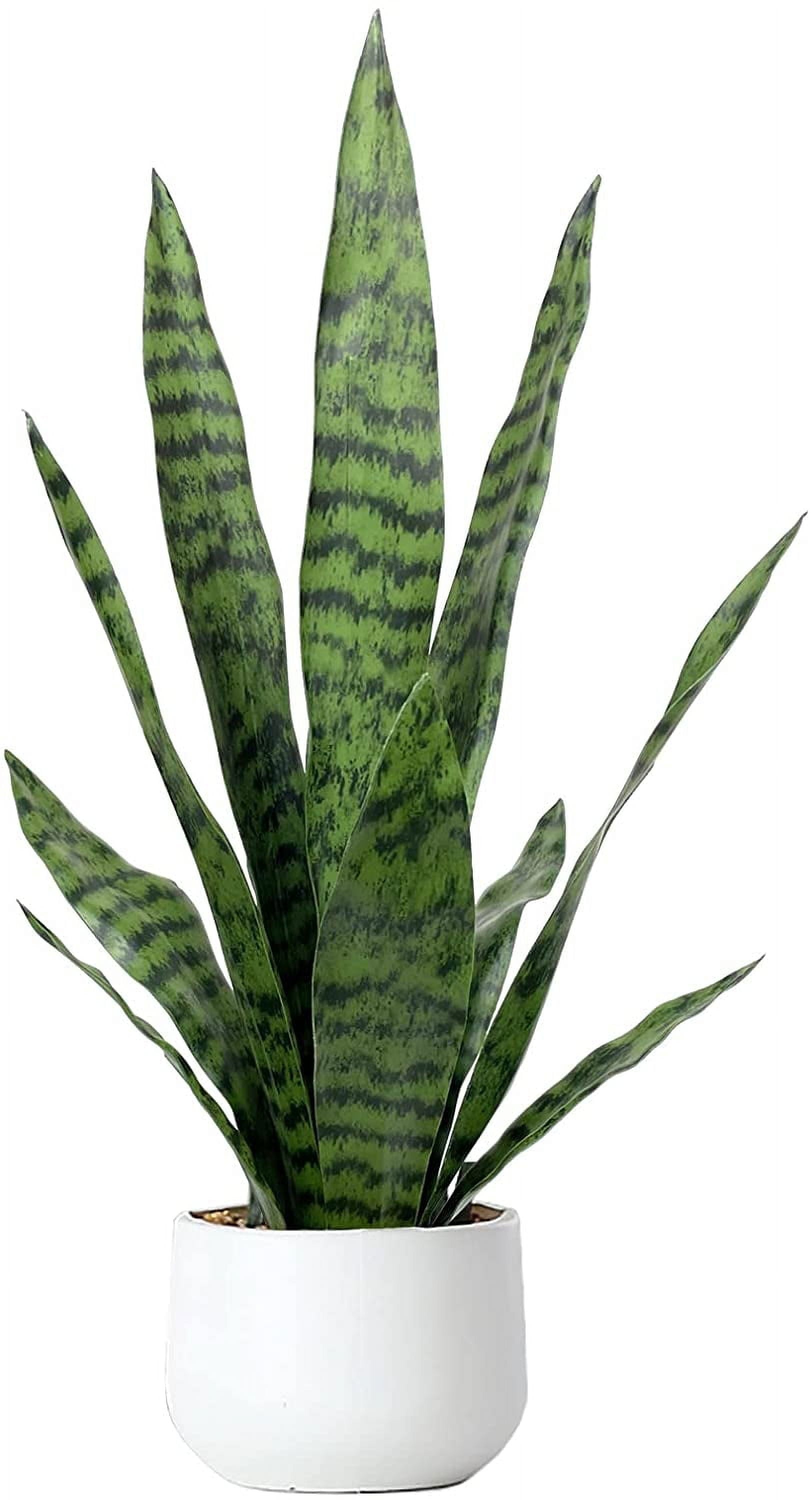 Artificial Snake Plant 22" Faux Agave Fake Sansevieria Artificial Potted Plants for Indoor and Outdoor Home Office Décor (White Pot)