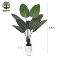 DR.Planzen 4.5ft Artificial Bird Of Paradise Plants with White Planter, Tall Faux Paradise Tree, Artificial Plants for Home Office Decor