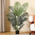 Fake Majesty Palm Plant 4 Feet Artificial Majestic Palm Faux Ravenea Rivularis in Pot for Indoor Outdoor Home Office Store, Great Housewarming Gift