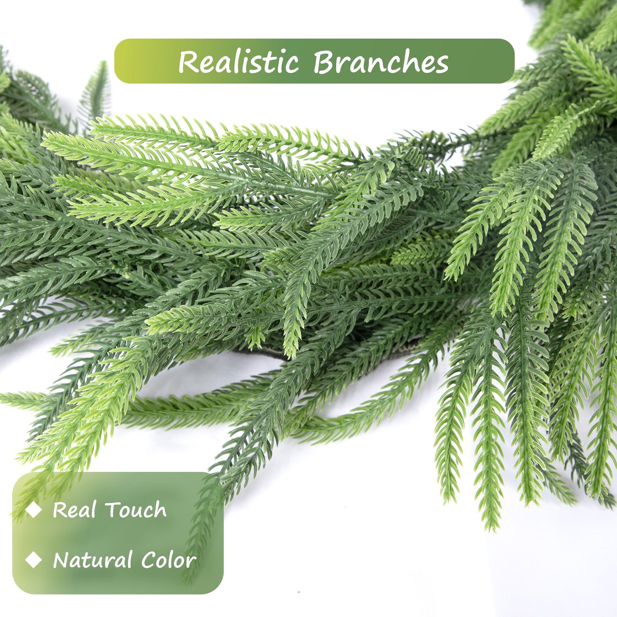 Nafresh 6ft Real Touch Norfolk Pine Garland, 72" Realistic Faux Christmas Garland for Fireplace Table Stair Window Front Door Decor, 1Pack