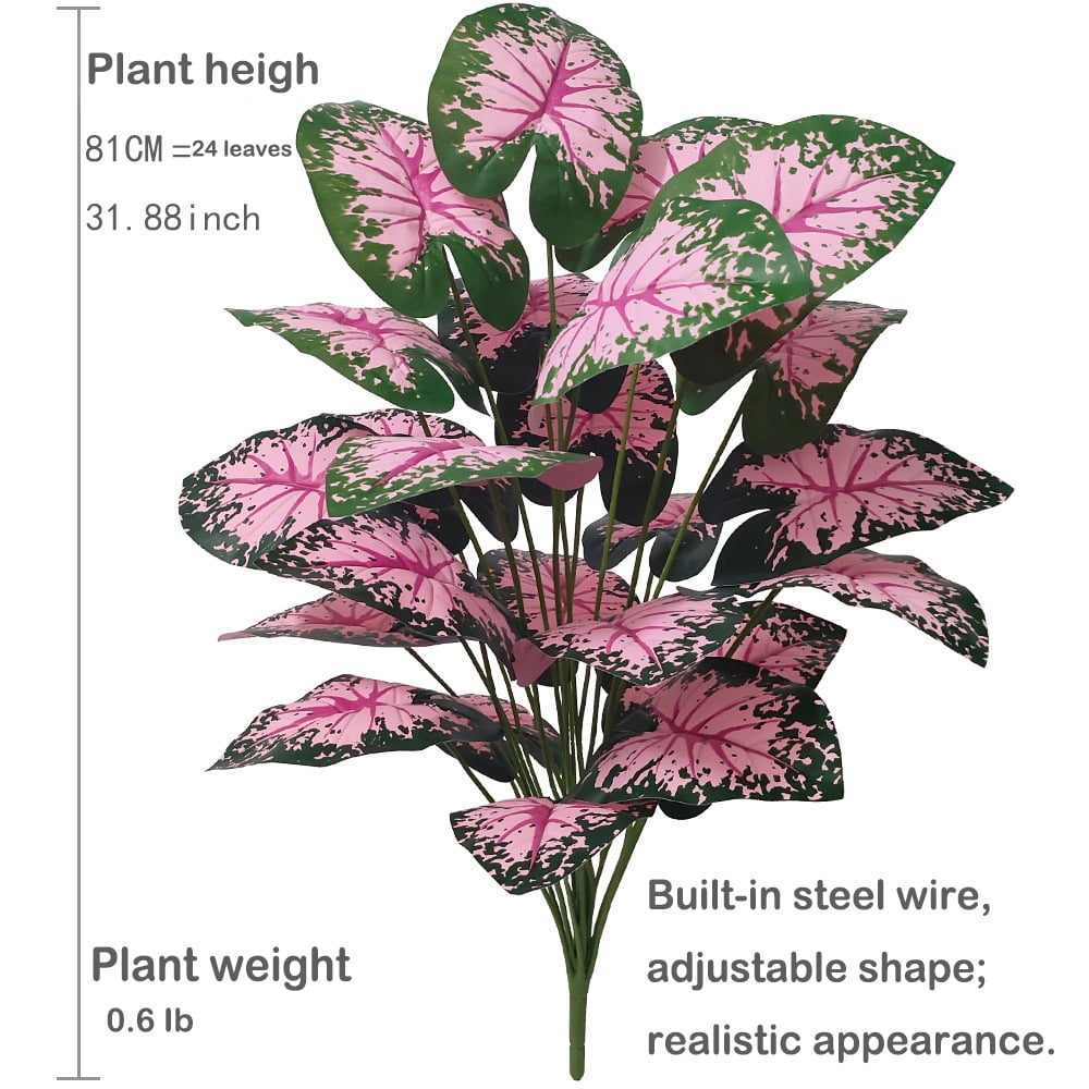 2-piece large artificial black rock plant with pink flowers and green leaves, suitable for indoor and outdoor home office wedding Christmas Easter Thanksgiving decoration (without pot)