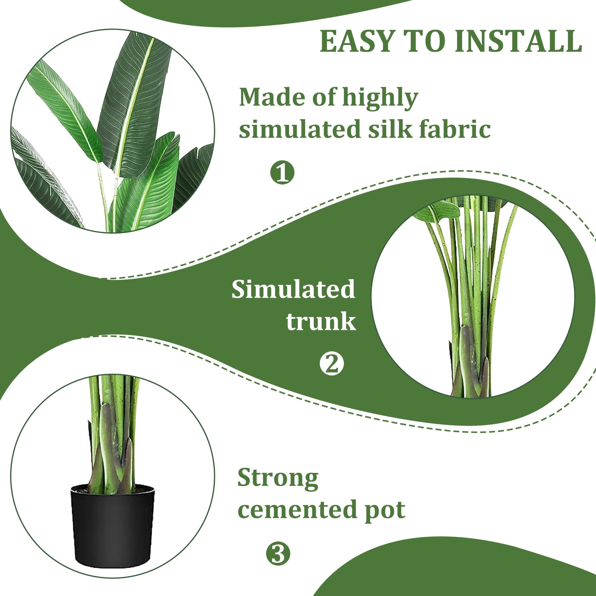 LINBONIO 5 Feet Bird of Paradise Artificial Plant, Artificial Plants Indoor, Fake Plant for Home Office Wedding Decor, Black Flowerpot